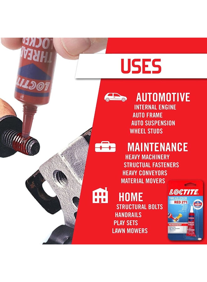 Loctite Rusting and Corrosion Resists Thread Locker Red 271 6 ml 209741 - Image 5